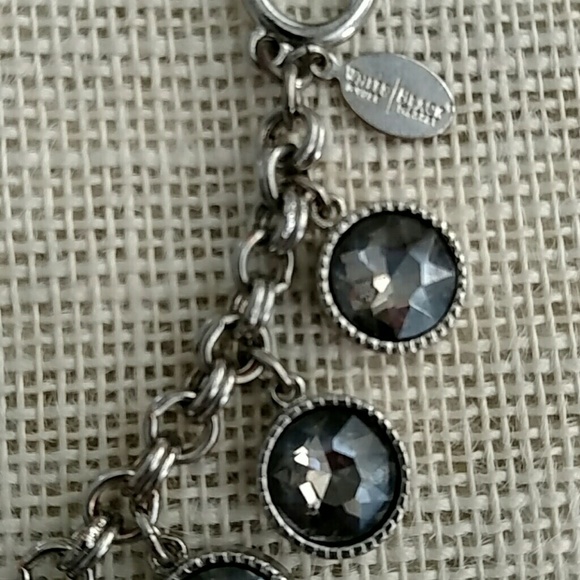 White House Black Market Silver Tone Chain Bracelet  Grey Faceted Rhinestones - Picture 3 of 3